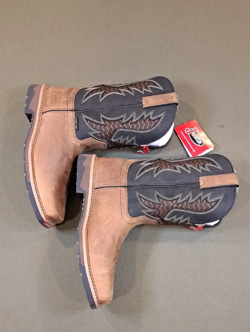 Justin Bolt Pecan Water Buffalo Boot - Color: Pecan - Size: Men 12